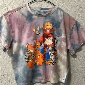 Mad Engine Smokey The Bear Tie Dye Crop Sz M